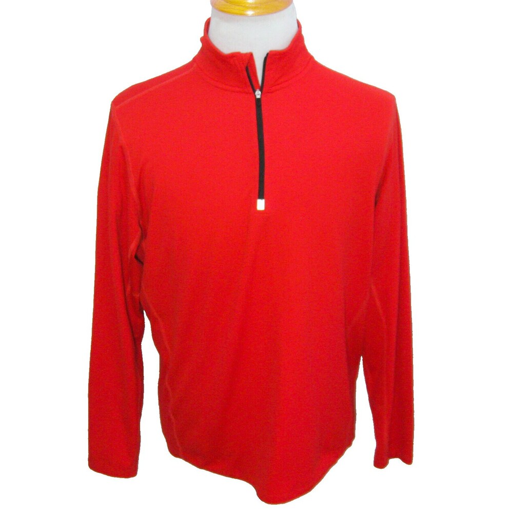 KIRKLAND Men's (Size Medium) Red Long Sleeve 1/4 Zip Reflective Running Shirt